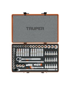 Juego de 64 herramientas Truper Master Mechanic 1/2" - Tecnología combinada de medidas estándar y métricas para talleres automotrices que proporciona soluciones completas en reparaciones complejas (Clave 12892)