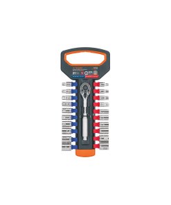 Juego Truper Profesional de Dados mm y std con Matraca - Tecnología de Ajuste con Cuadro 1/4" para Espacios Reducidos que Ofrece Versatilidad en Diferentes Sistemas (Clave 103108)