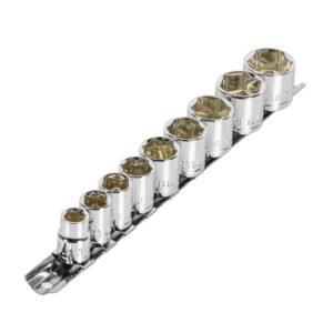 Juego de 9 dados cuadro 3/8' std, PRETUL
