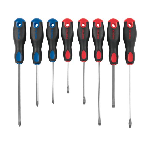 Juego de 8 desarmadores mango Comfort Grip, diseño ergonómico y resistente para tareas diversas, Pretul clave 20219