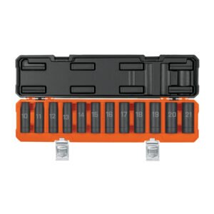 Juego de 12 dados largos de impacto cuadro 1/2', 6 puntas mm