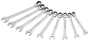 Juego de llaves combinadas pulido espejo de matraca spline rev en pulgadas, 9 piezas Urrea JLMC9R
