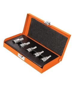 Juego de 5 dados Truper Precision 3/8" - Tecnología de punta hexagonal estándar para mecánica automotriz que incluye estuche metálico y maximiza la transmisión de fuerza (Clave 13951)