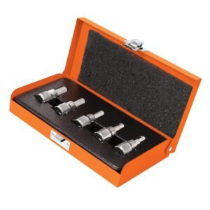 Juego de 5 dados Truper Precision 3/8" - Tecnología de punta hexagonal estándar para mecánica automotriz que incluye estuche metálico y maximiza la transmisión de fuerza (Clave 13951)
