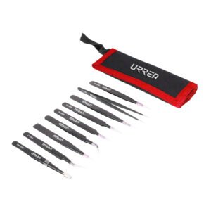 Juego de pinzas de precisión ESD antiestáticas, combinado, 9 piezas Urrea JPPU9