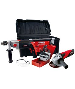 Juego de rotomartillo y esmeriladora angular con accesorios, 24 piezas con caja plástica Urrea JPU02