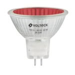 Lámpara de halógeno rojo 50 W tipo MR16 en caja, VOLTECK