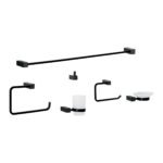 Juego de 6 accesorios para baño, negro, FOSET KUBO