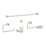 Juego de 6 accesorios para baño, satín, FOSET KUBO