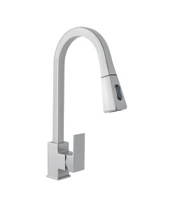 Monomando Nariz Retráctil para Fregadero, Satín, ideal para fregaderos modernos, clave 44222 - FOSET KUBO