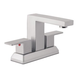 Mezcladora para Lavabo 4', Acabado Satín, Estilo Moderno y Resistente, Marca Foset Kubo, Clave 44228