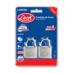 Juego de candados de acero cortos 38 mm, llave estándar, 2 piezas Lock L22S382