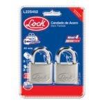 Juego de candados de acero cortos 45 mm, llave estándar, 2 piezas Lock L22S452
