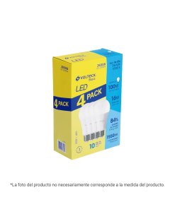 Pack Volteck 4 Lámparas LED A19 18W (135W eq) Luz Día - Máxima Eficiencia para Reemplazo de Bombillas Tradicionales (Clave 29069)