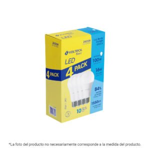 Pack 4 focos LED 18W (125W) A25, 6500K fría, 1800 lm, BASIC