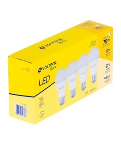 Pack de 4 lámparas LED Volteck A19 10 W (equiv. 75 W) luz cálida - Tecnología de ambientación múltiple para hogares acogedores que crea atmósferas confortables con extraordinario ahorro energético (Clave 27211)