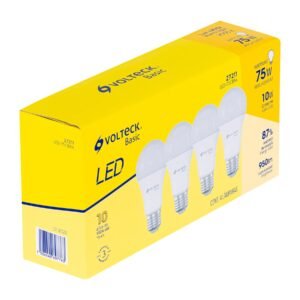 Pack 4 focos LED 10W (75W) A19, 3000K cálida, 950 lm, BASIC