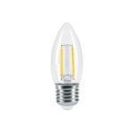 Foco LED filamento 3 W, vela, 2700K luz ambar, E26, VOLTECK