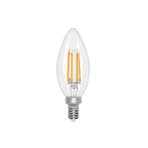 Lámpara LED Volteck tipo vela 4 W con filamento base E14 luz cálida - Tecnología de iluminación elegante para lámparas europeas que integra estética clásica con rendimiento energético superior (Clave 48254)