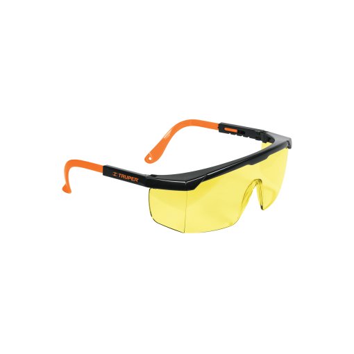Lentes de Seguridad Ajustables Truper Classic Ámbar - Tecnología de Contraste Mejorado para Condiciones de Baja Luminosidad que Resalta Contornos y Reduce la Fatiga Visual Durante Trabajos Prolongados (Clave 15137)