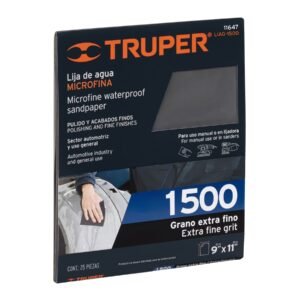 Lija de agua grano 1500 microfina carburo de silicio, TRUPER