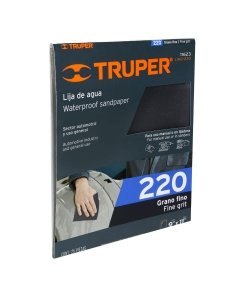 Lija Truper Profesional de Agua Grano 220 - Tecnología de Carburo de Silicio para Acabados Precisos que Prepara Superficies para Recibir Lacas y Barnices (Clave 11623)