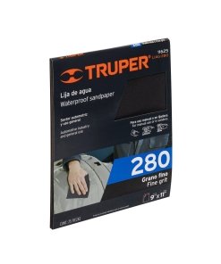 Lija Truper Profesional de Agua Grano 280 - Tecnología de Carburo de Silicio para Acabados Finos que Produce Terminaciones Suaves en Superficies Diversas (Clave 11625)