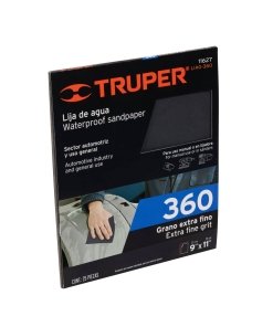 Lija Truper Profesional de Agua Grano 360 - Tecnología de Carburo de Silicio para Microacabados que Facilita Transiciones Suaves entre Capas de Recubrimiento (Clave 11627)