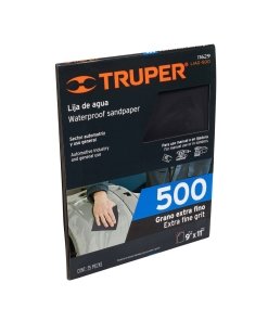 Lija Truper Profesional de Agua Grano 500 - Tecnología de Carburo de Silicio para Acabados Superiores que Logra Superficies Perfectamente Lisas en Trabajos Detallados (Clave 11629)