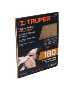 Lija Truper Profesional para Madera Grano 180 - Tecnología de Papel Cabinet para Pulido Fino que Logra Acabados Excepcionalmente Suaves en Proyectos de Ebanistería (Clave 11614)