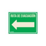 Letrero de señalización 'RUTA EVACUACIÓN IZQUIERDA',21x28 cm