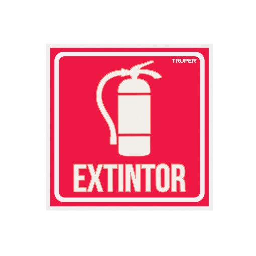 Letrero de Señalización Truper "EXTINTOR" 19 x 19 cm - Tecnología de Localización Rápida para Equipos de Emergencia que Permite Identificar Instantáneamente la Ubicación de Herramientas Contra Incendios (Clave 18434)