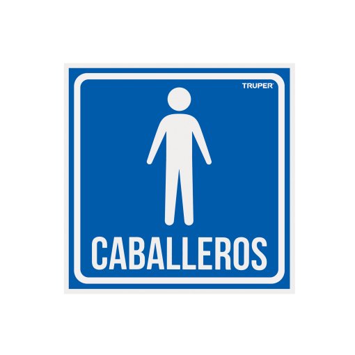 Letrero de Señalización Truper "CABALLEROS" 19 x 19 cm - Tecnología de Orientación Clara para Espacios Públicos que Facilita la Identificación de Servicios Sanitarios Mejorando la Experiencia del Usuario (Clave 18474)