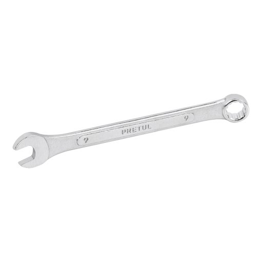 Llave combinada de 9 mm x 130 mm de largo, herramienta ideal para trabajos en espacios reducidos, PRETUL, clave 21903.