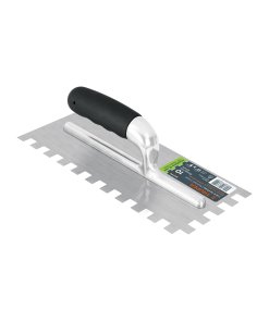 Llana Truper 11" Dentado Cuadrado 1/2" 10 Remaches Mango Comfort - Tecnología de Adhesión Profesional para Losetas de Gran Formato que Incrementa 40% la Superficie de Contacto Evitando Desprendimientos Futuros (Clave 102790)