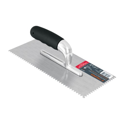 Llana Truper 11" Dentado Triangular 6 Remaches Mango Comfort Grip - Tecnología de Confort Avanzado para Instalaciones Extensas que Reduce un 65% el Esfuerzo de Muñeca Mientras Crea Patrones de Adhesivo Óptimos (Clave 102777)