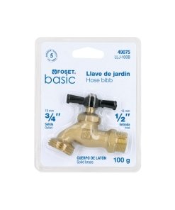Llave para Manguera de Latón 100g, 1/2', Blíster, Resistente y Duradera, Ideal para Instalaciones de Manguera, Clave 49075, Foset Basic