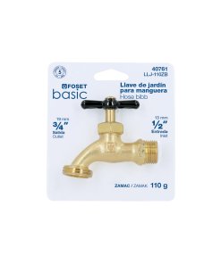 Llave para Manguera de ZAMAC 110g, 1/2', Blíster, Resistente y Duradera, Ideal para Instalaciones de Manguera, Clave 40761, Foset Basic