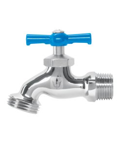 Llave para Manguera de Latón Cromado 130g, 1/2', Granel, Resistente y Duradera, Ideal para Instalaciones de Manguera, Clave 49084, Foset