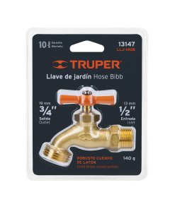 Llave Truper para Manguera 1/2" 140g - Tecnología de Latón en Blíster para Sistemas de Riego que Proporciona Conexiones Herméticas y Duraderas (Clave 13147)
