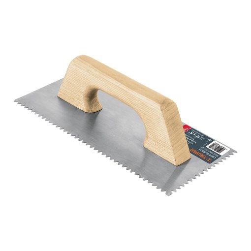 Llana Truper Profesional 11" con Dentado Triangular - Tecnología de Aplicación Tipo Español con Mango de Madera para Instalación de Cerámicos que Optimiza la Adherencia y Durabilidad (Clave 11524)