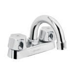 Mezcladora 4' para lavabo, cuello curvo, cartucho compresión