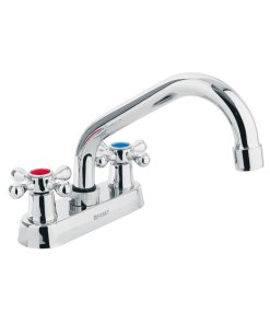 Mezcladora 4' para Lavabo con Cuello Tubular, Manerales Cruceta para un Control Preciso de Temperatura, Marca Foset, Clave 47688
