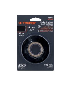 Cinta TRUPER AislantePro 18m Negra - AISLAMIENTO ELÉCTRICO PROFESIONAL 19mm EN BLÍSTER - Máxima Calidad - Alta Adhesión - Resistencia Superior - Clave 12499