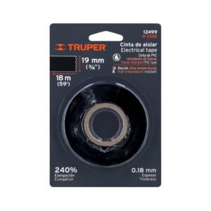 Cinta de aislar de 18 m x 19 mm, negra en blíster, TRUPER