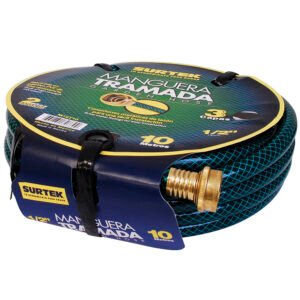 Manguera para jardín tramada con conector metálico 1/2", 10 m Surtek M12T10