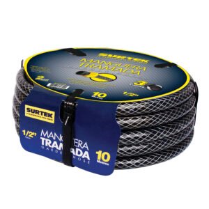 Manguera para jardín tramada gris con conector plásticos 1/2", 15 m Surtek M12T15P