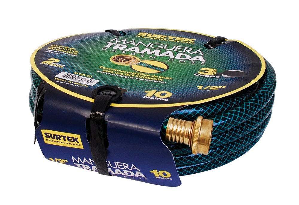 Manguera para jardín tramada con conector metálico 1/2", 25 m Surtek M12T25