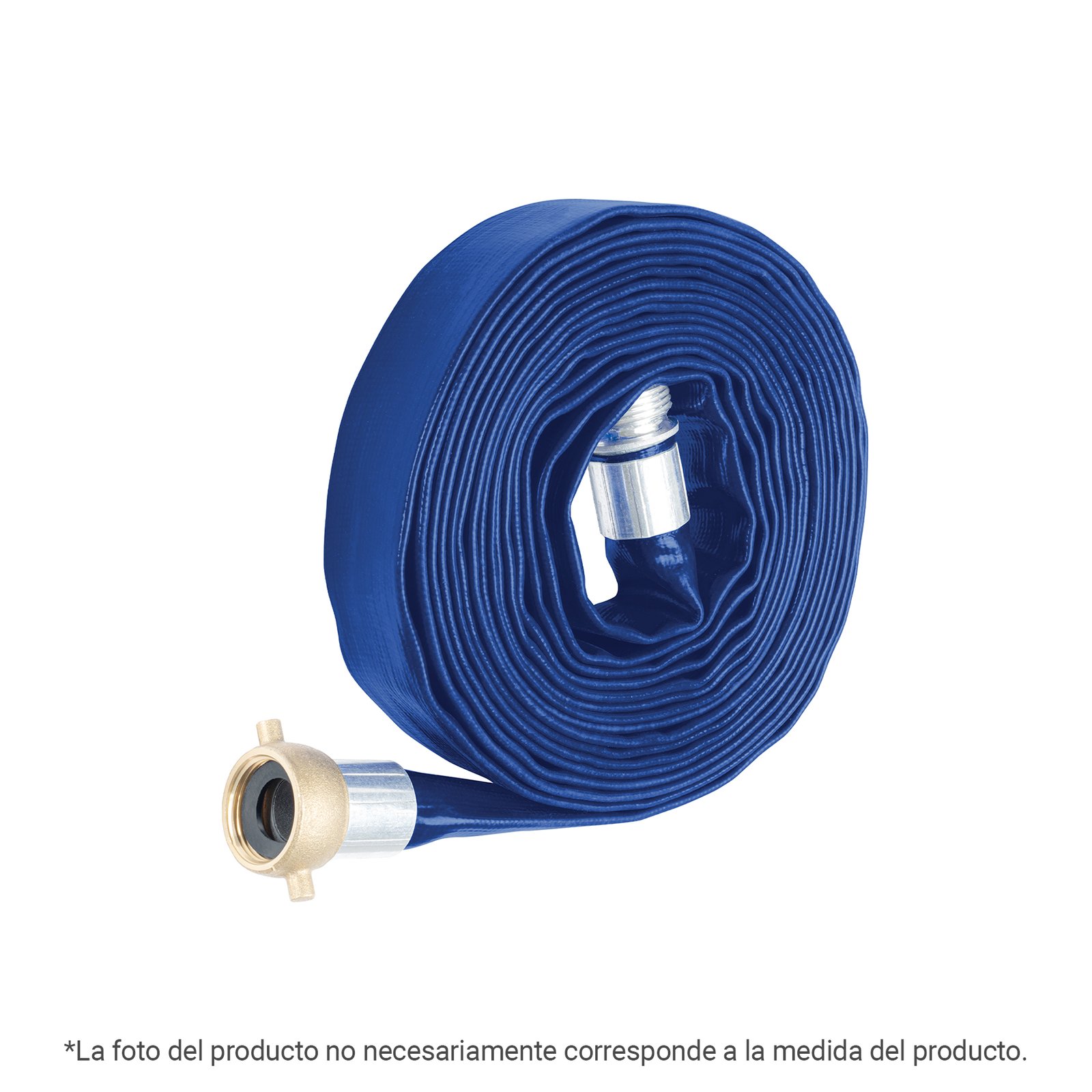 Rollo de manguera plana Truper 1.5"x7.5m de descarga - Tecnología de flujo rápido con conexiones para bombeo que facilita transferencias eficientes en distancias cortas (Clave 103647)
