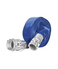 Rollo de manguera plana Truper 2" x 7.5m de descarga - Tecnología de evacuación potente con conexiones para trabajos medianos que acelera el traslado de grandes volúmenes líquidos (Clave 103648)